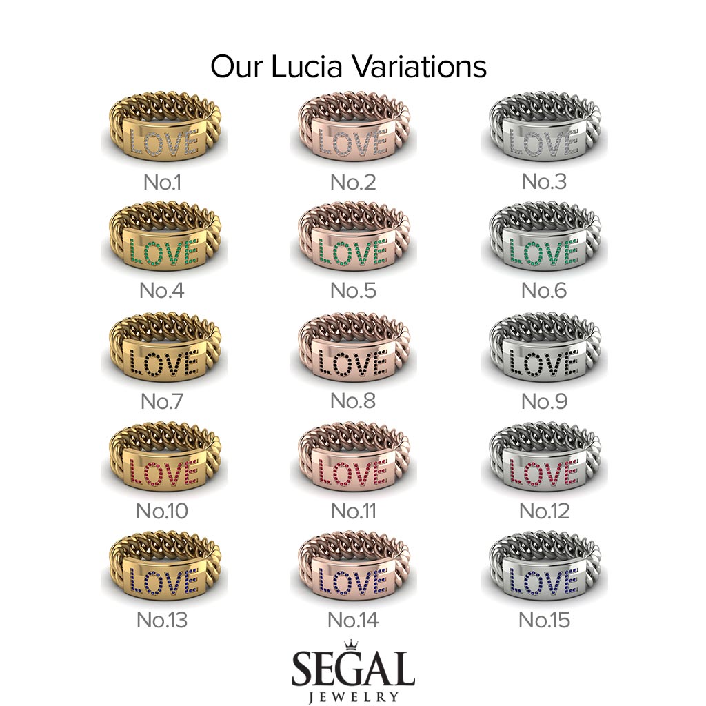 Personalized Black Diamond Chain Ring - Lucia No. 9