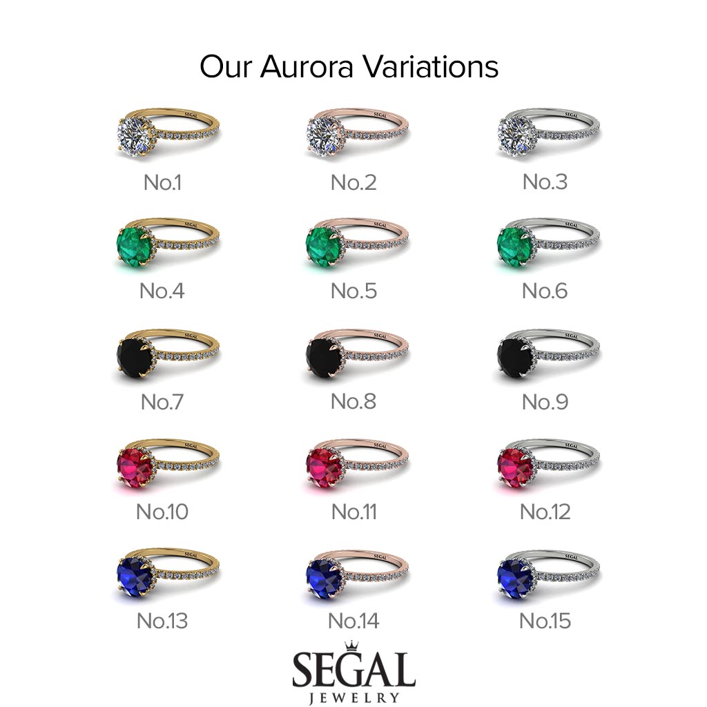 Hidden Diamond Round Sapphire Cat Claw Engagement Ring - Aurora No. 73