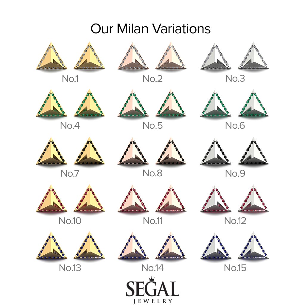 Triangle Black Diamond Earrings Geometrical - Milan No. 8