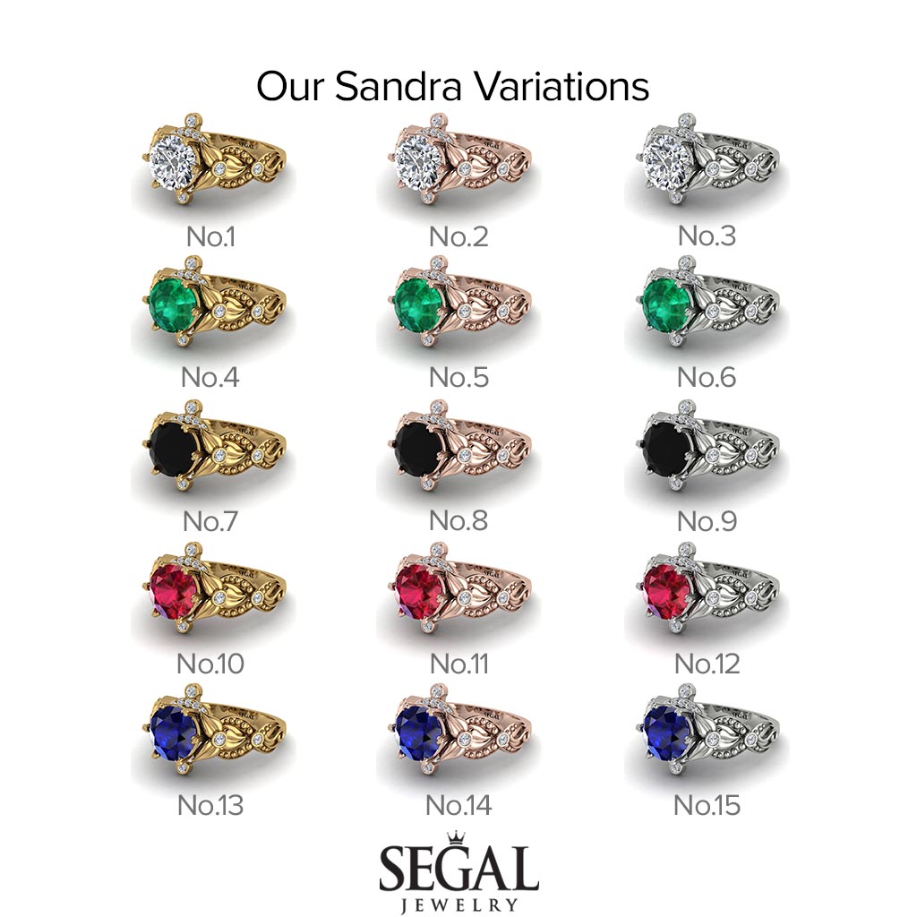 Nature Inspired Black Diamond Ring - Sandra No. 54