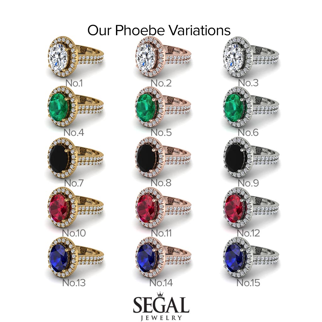 Gorgeous Oval Cut Ruby Pave Double Shank Engagement Ring With Hidden Stone - Phoebe No. 25