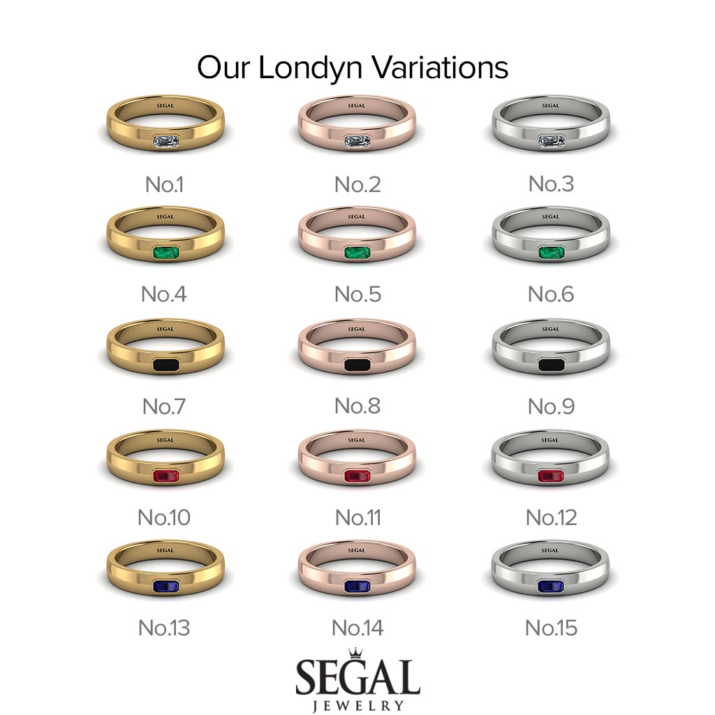 Emerald Cut Black Diamond Band - Londyn No. 9