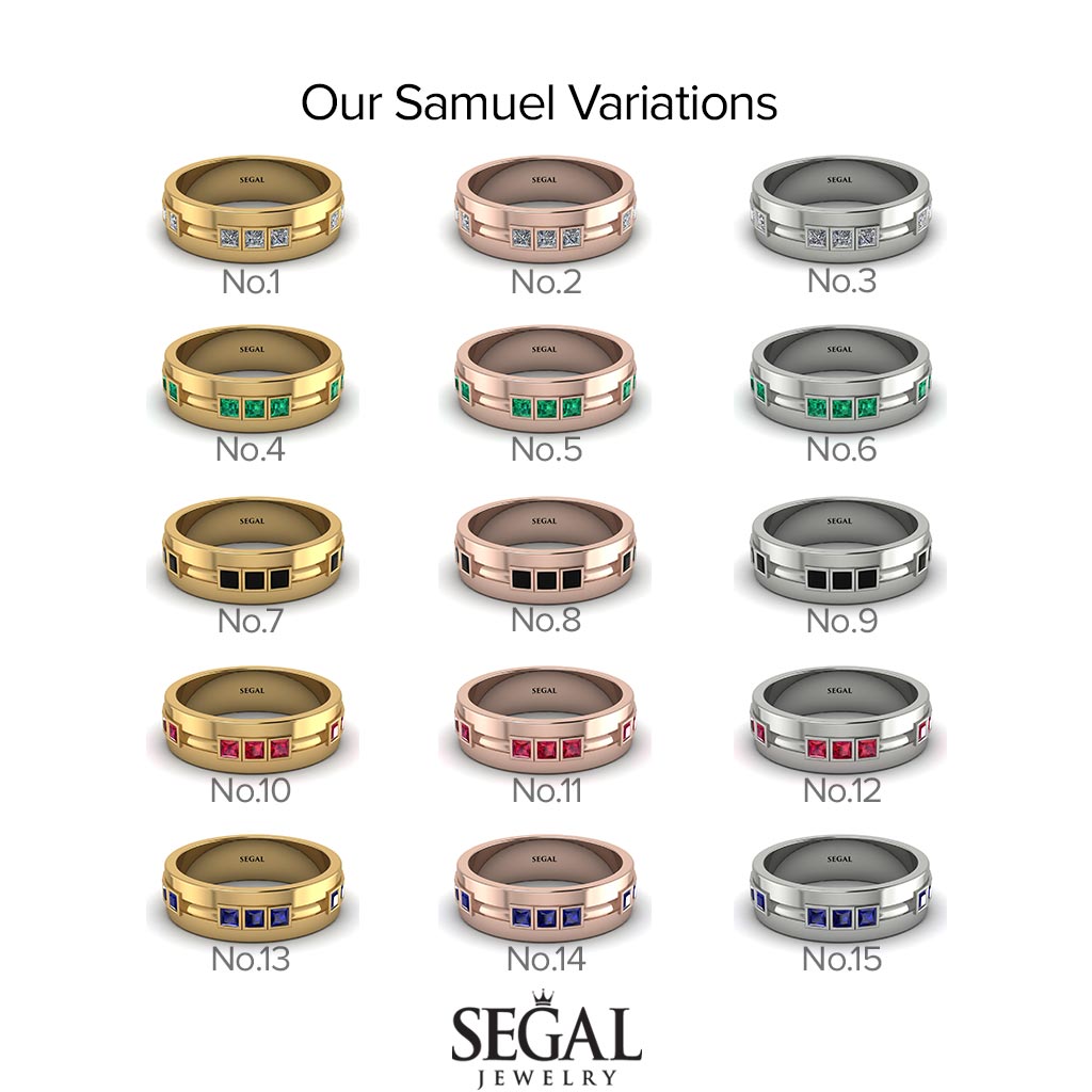 Custom 9mm Glamorous Princess Diamond Wedding Ring - Samuel No. 1000