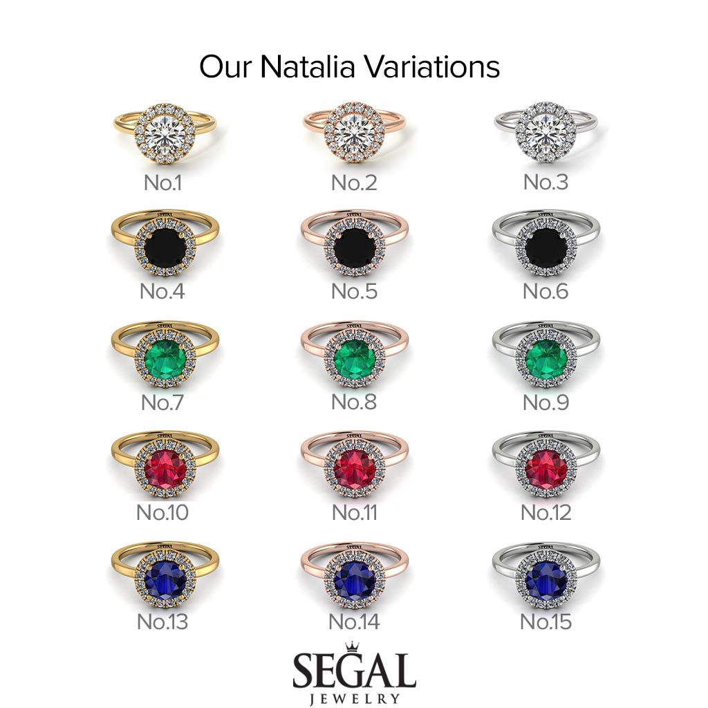 1ct Round Sapphire Engagement Ring - Natalia No. 60
