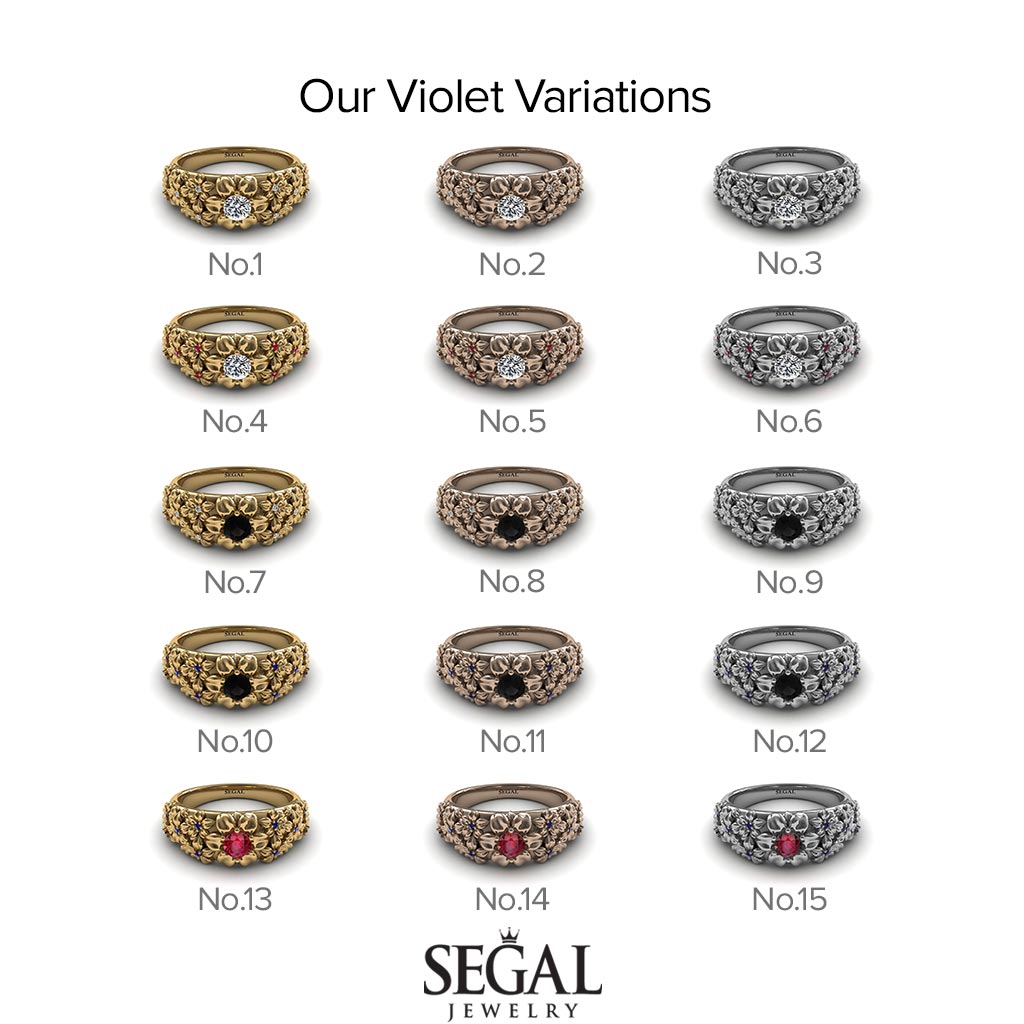 The Ring Of Floral Engagement Rings With Diamond - Violet no. 5