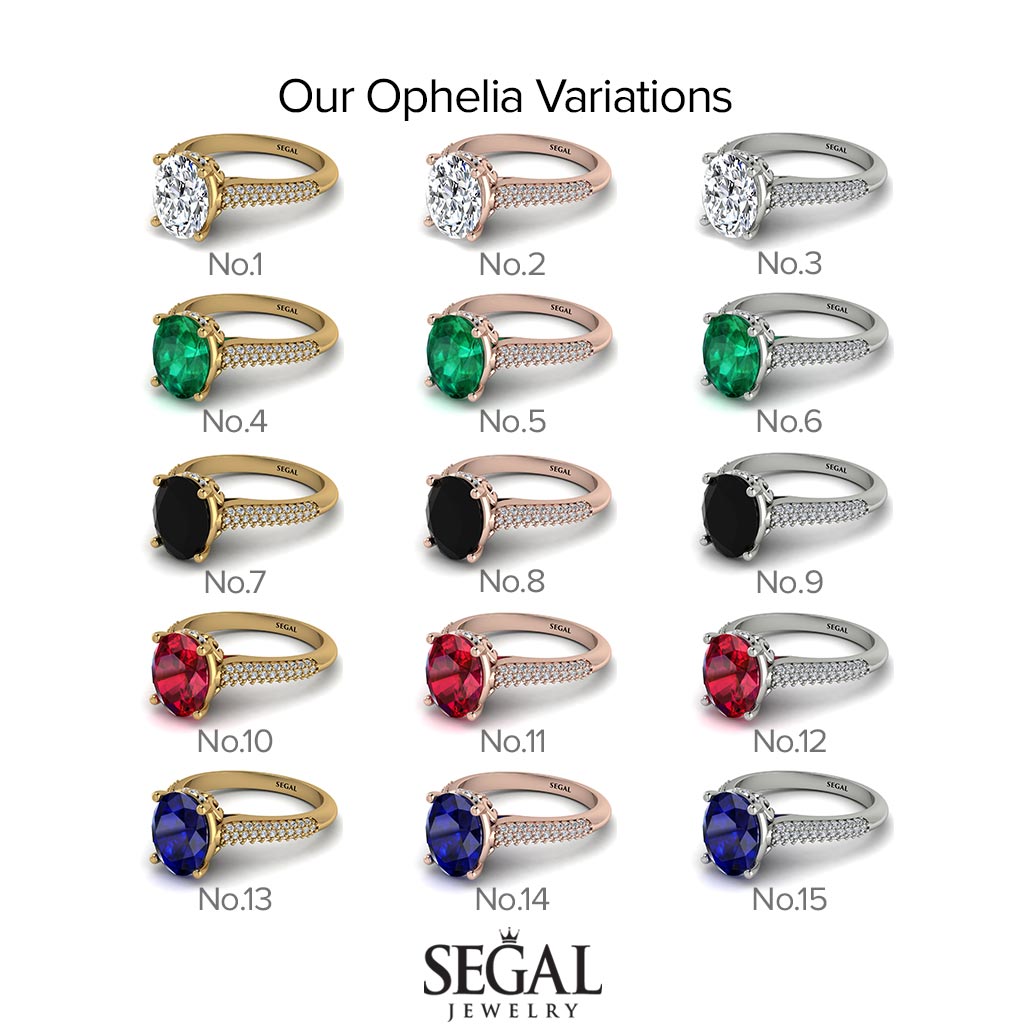 Two Tones Luxury Pave Oval Cut Black Diamond Engagement Ring With Hidden Stone - Ophelia No. 80