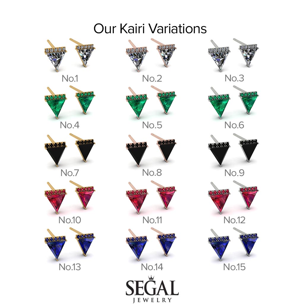 Triangle Black Diamond Earrings Stud - Kairi No. 9