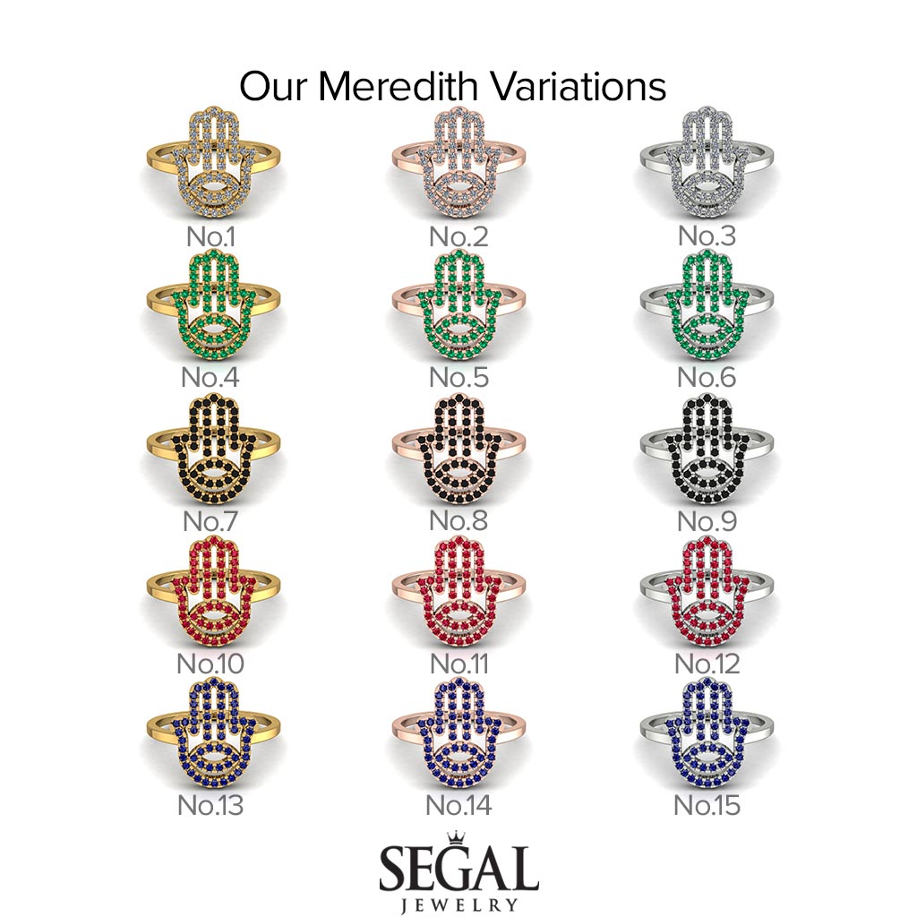 Glamorous Hamsa Emerald Ring - Meredith No. 6