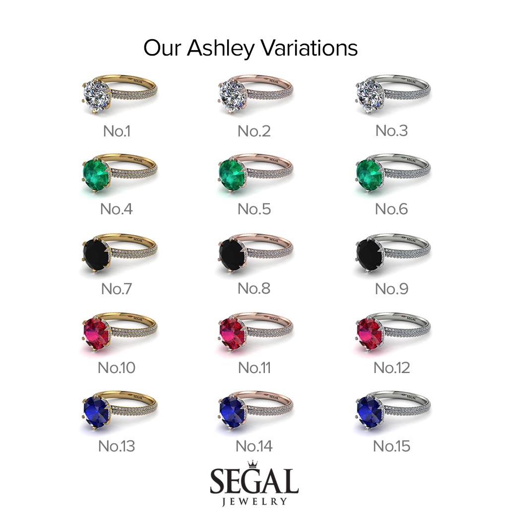 Hidden Halo Round Black Diamond Engagement Ring - Ashley No. 39