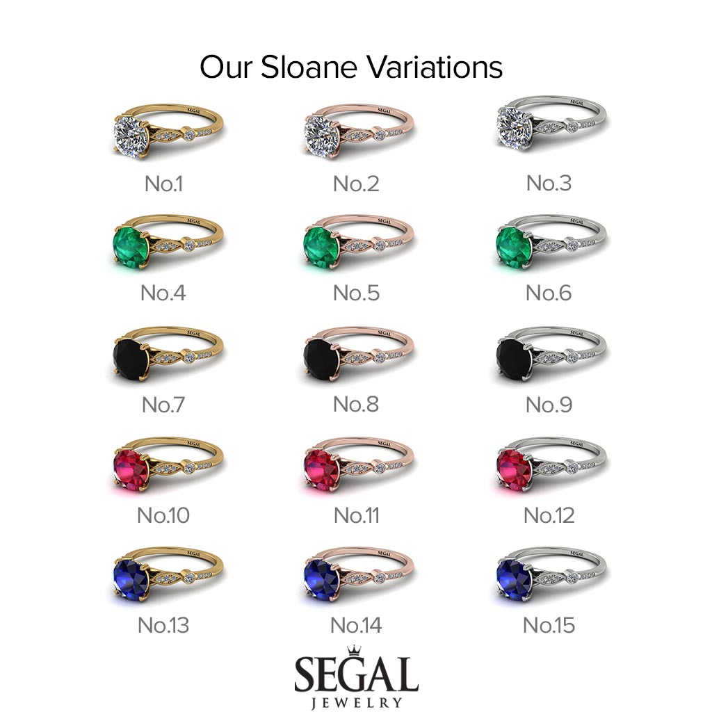Round Black Diamond Vintage Ring - Sloane No. 9