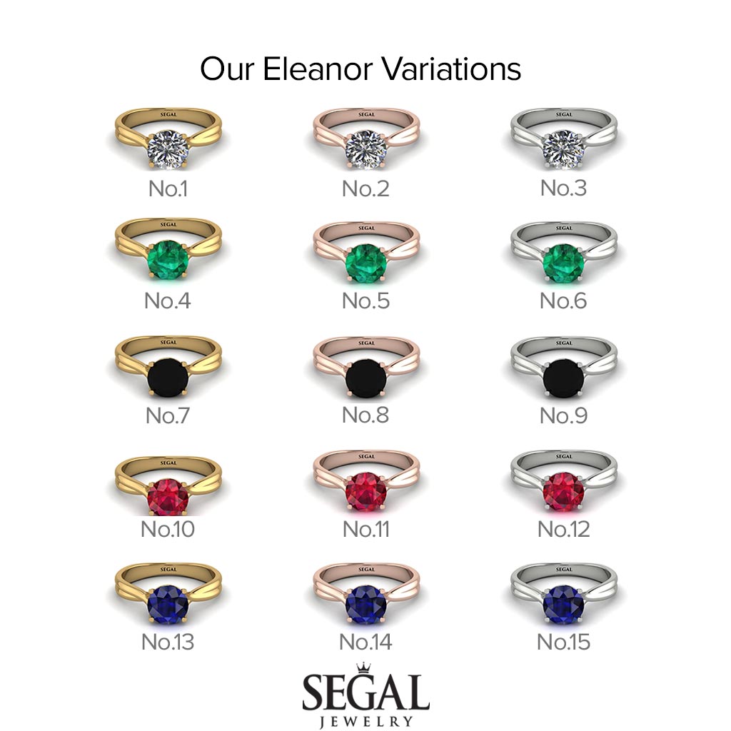 Solitaire Twist Shank Emerald Ring - Eleanor No. 6