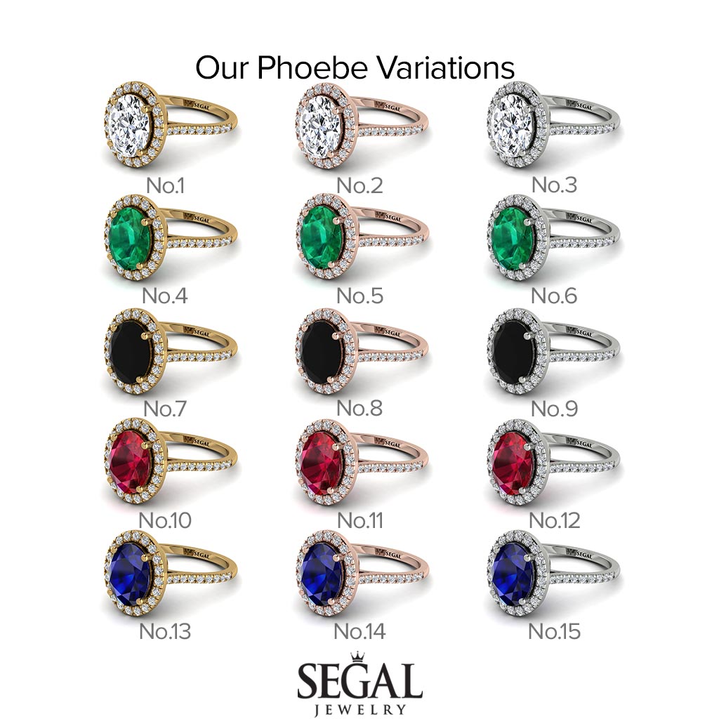 Two Tones Gorgeous Oval Cut Diamond Pave Engagement Ring With Hidden Stone - Phoebe No. 78