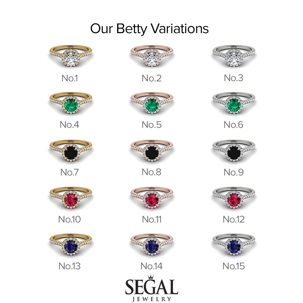 Milgrain Halo Black Diamond Ring - Betty No. 8