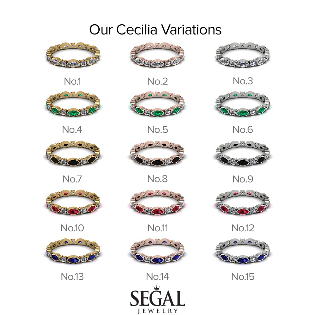 Marquise Black Diamond Eternity Band - Cecilia No. 9