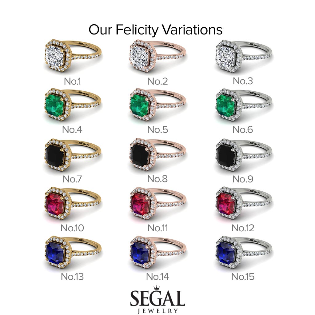 Two Tones Gorgeous Radiant Cut Diamond Pave Engagement Ring With Hidden Stone - Felicity No. 77