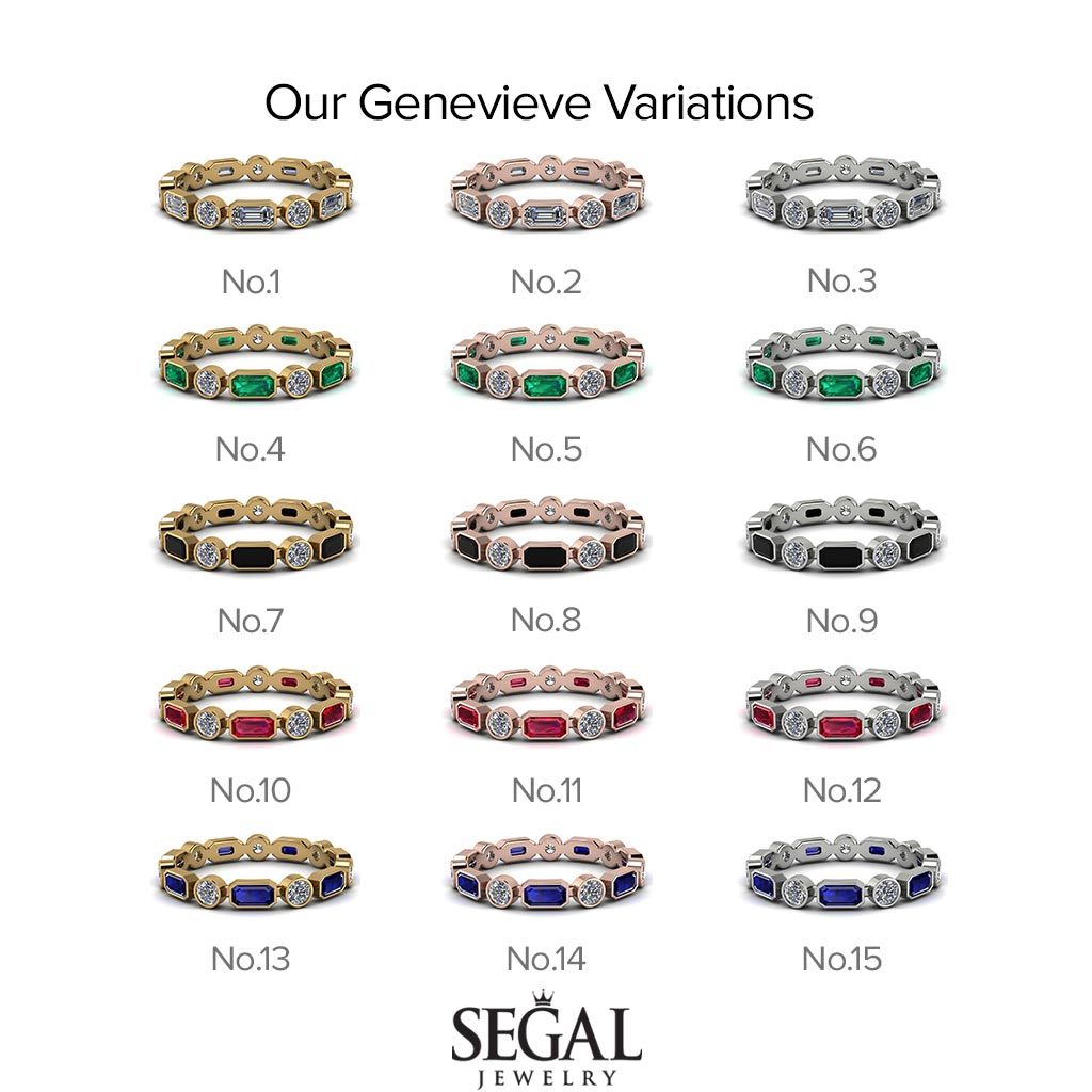 Emerald Cut Ruby Bezel Eternity Ring - Genevieve No. 11