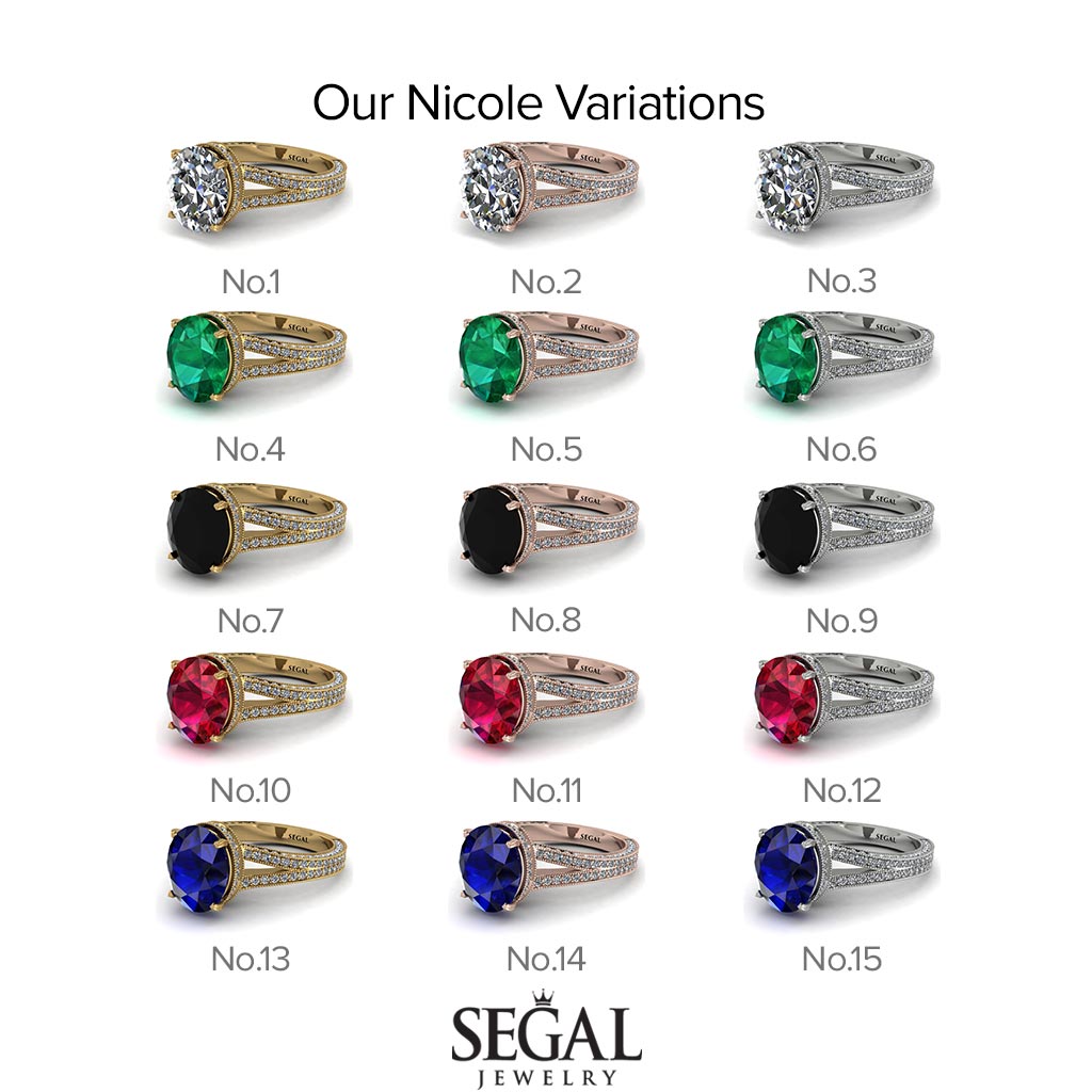 Milgrain Oval Black Diamond Engagement Ring - Nicole No. 43