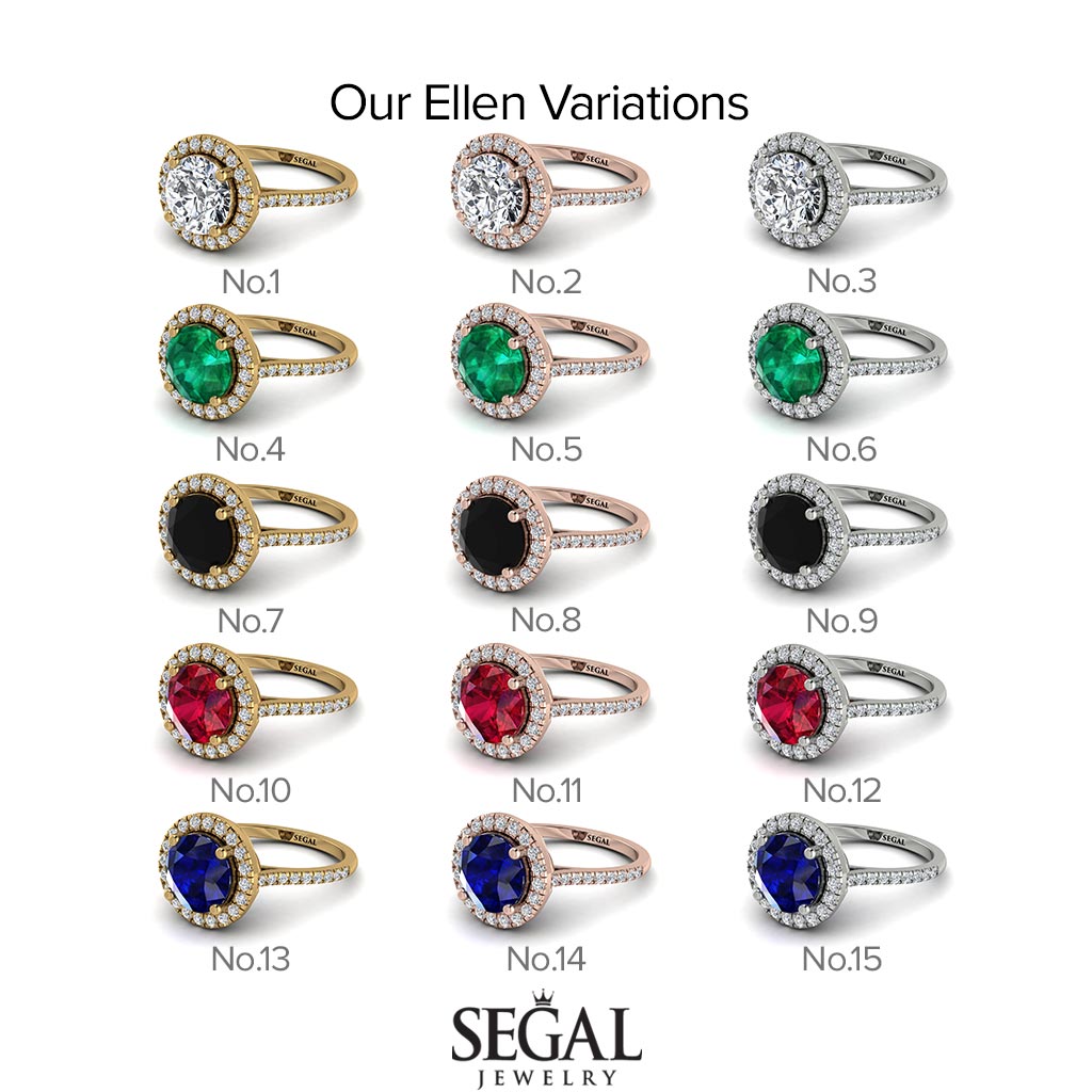 Two Tones Gorgeous Round Cut Diamond Pave Engagement Ring With Hidden Stone - Ellen No. 76