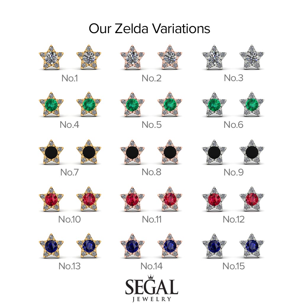 Star Halo Black Diamond Earrings - Zelda No. 67