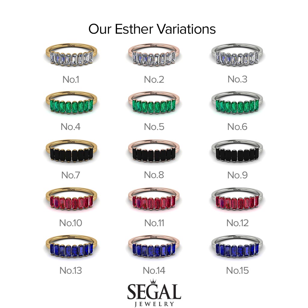 Emerald Cut Black Diamond Band - Esther No. 8
