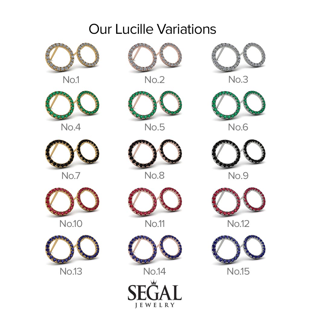 Circle Stud Black Diamond Earring - Lucille No. 7