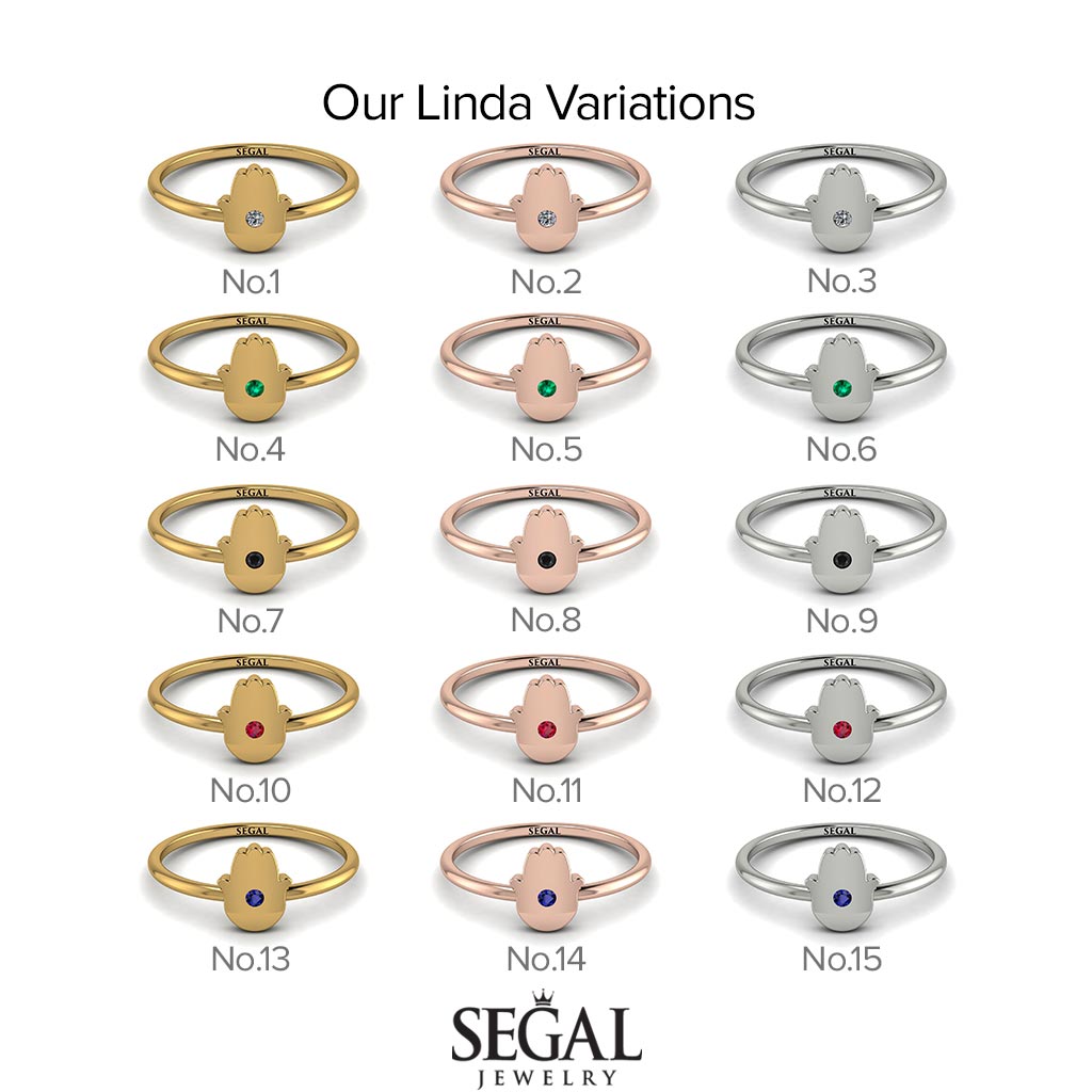 Minimalist Diamond Hamsah Ring - Linda No. 1