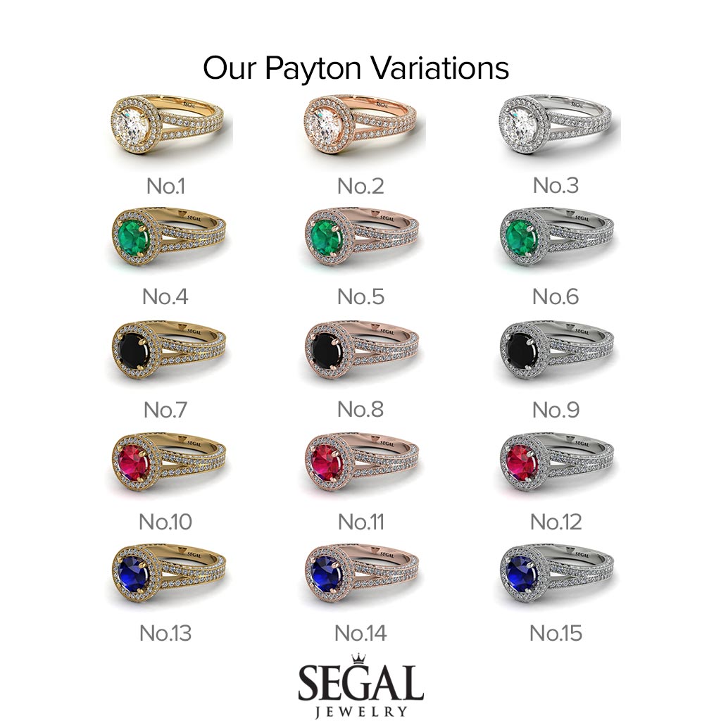 Two Tones Milgrain Round Diamond Engagement Ring - Payton No. 77