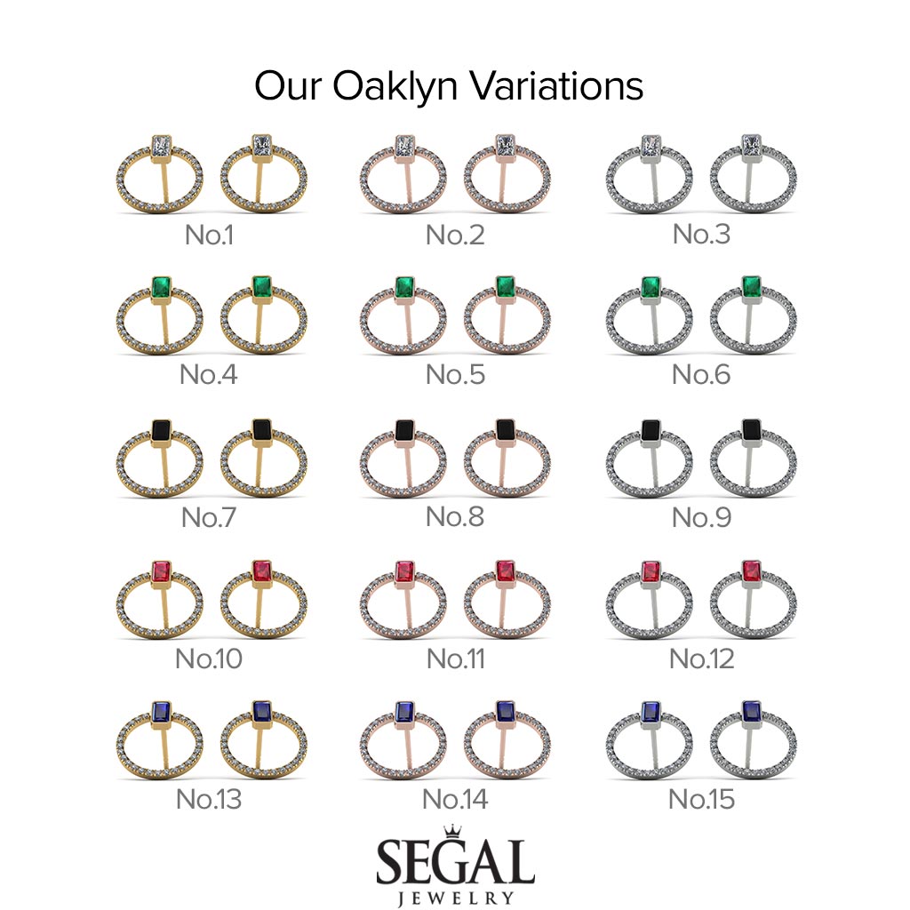 Emerald Cut Circle Emerald Earrings - Oaklyn No. 66