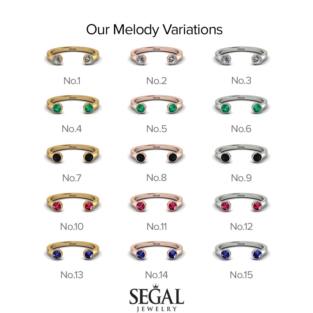 Upside Down Diamond Open Black Diamond Ring - Melody No. 9