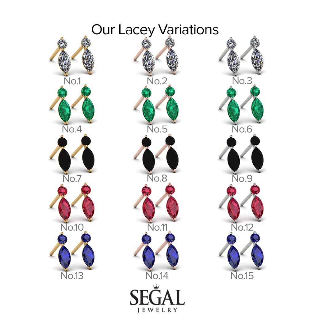 Hanging Marquise Ruby Earrings - Lacey No. 11