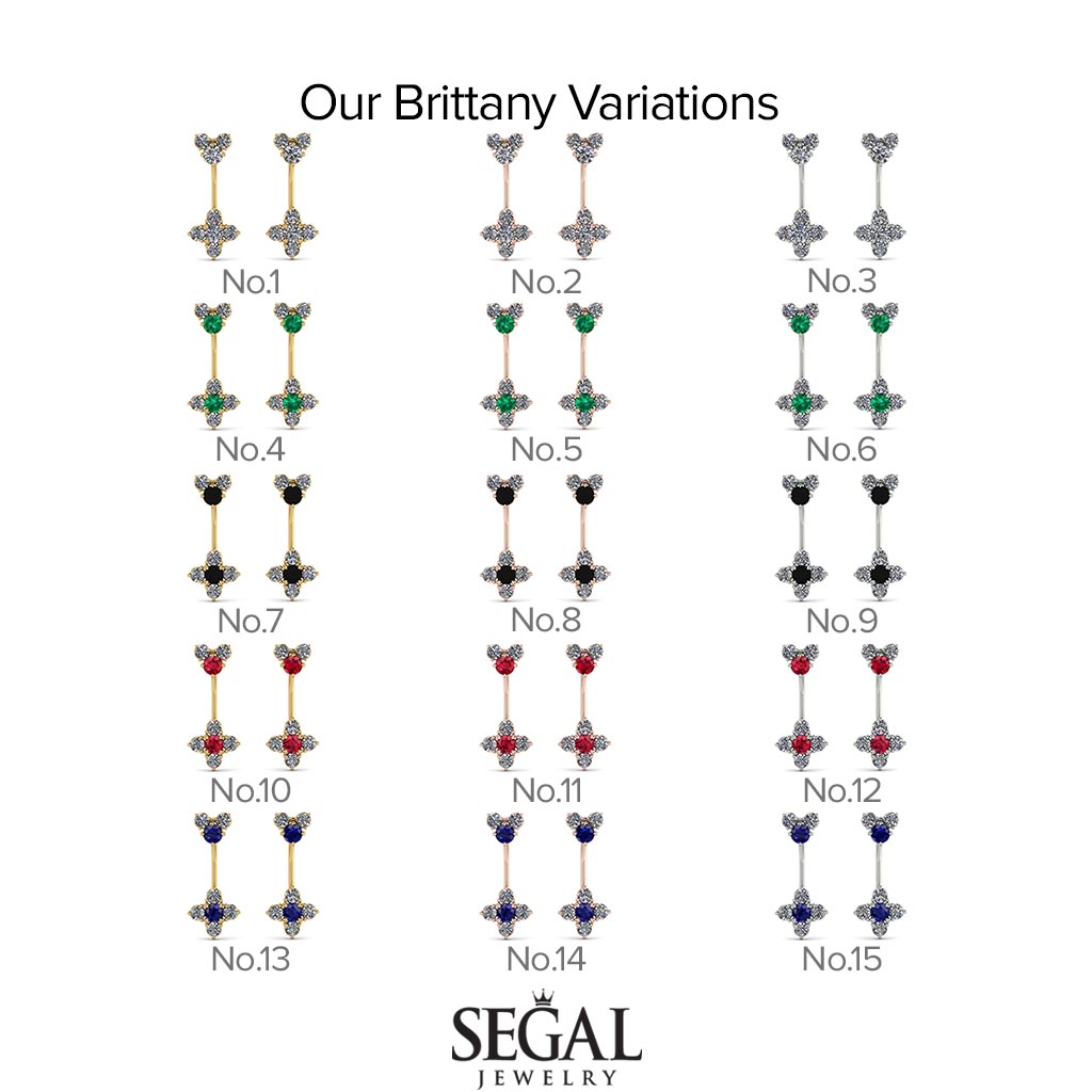 Hanging Black Diamond Compass Earrings - Brittany No. 9