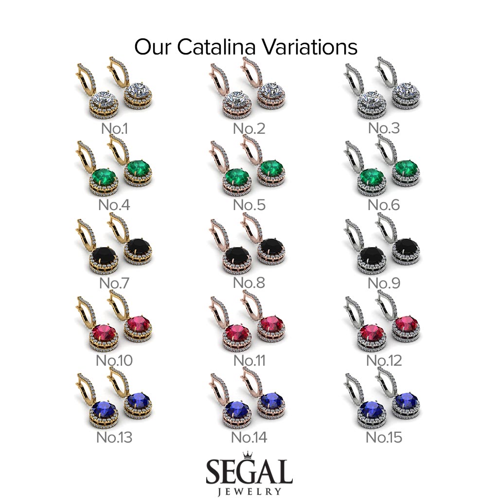Hidden Halo Sapphire Hoop Earrings - Catalina No. 73