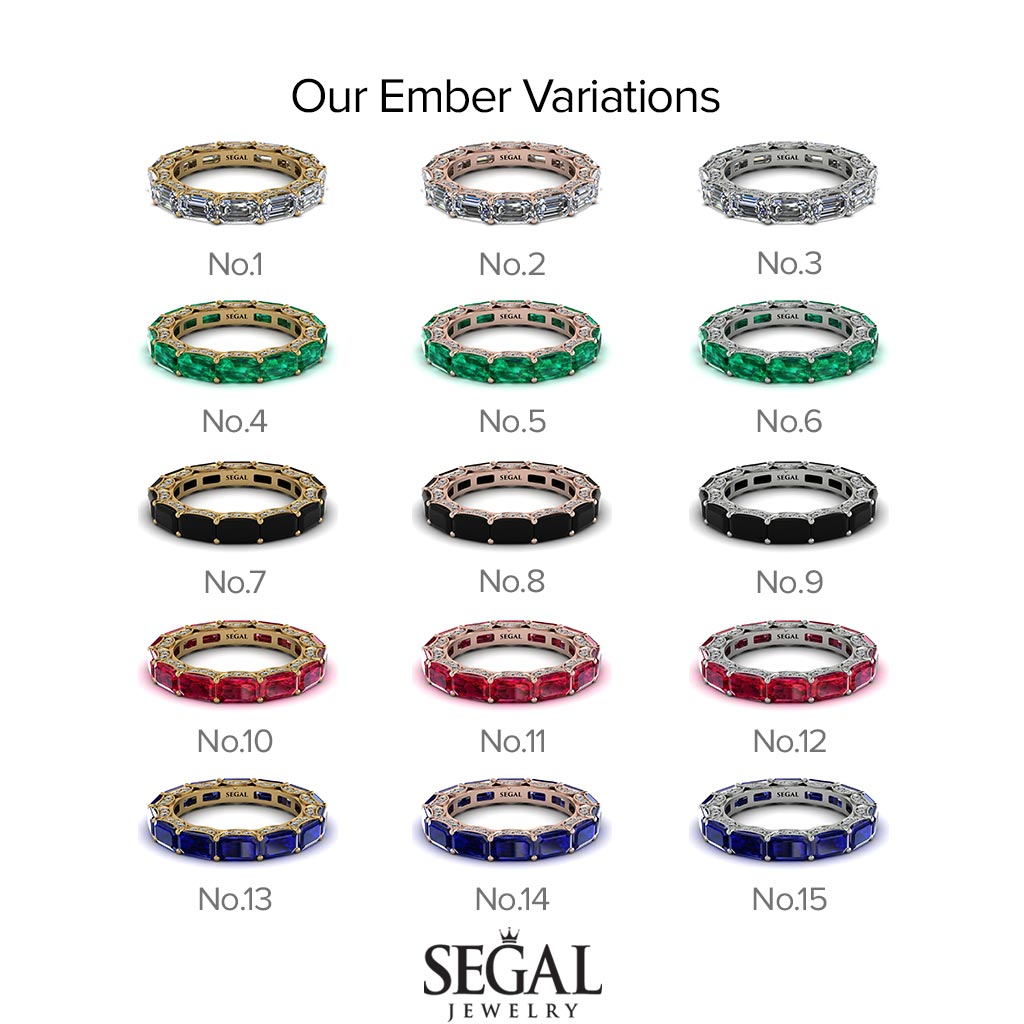Eternity Emerald Hidden Black Diamonds Band - Ember No. 38