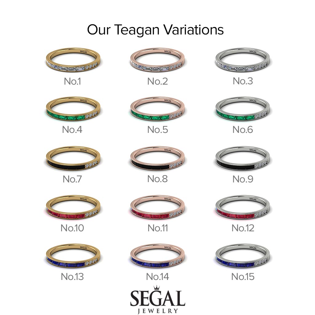 Emerald Cut Diamond Milgrain Eternity Ring - Teagan No. 33