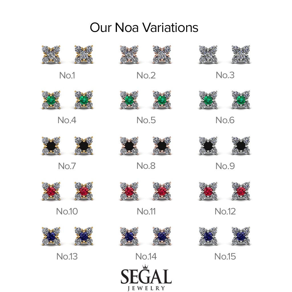 Geometrical 5 Diamonds Stud Earrings - Noa No. 1