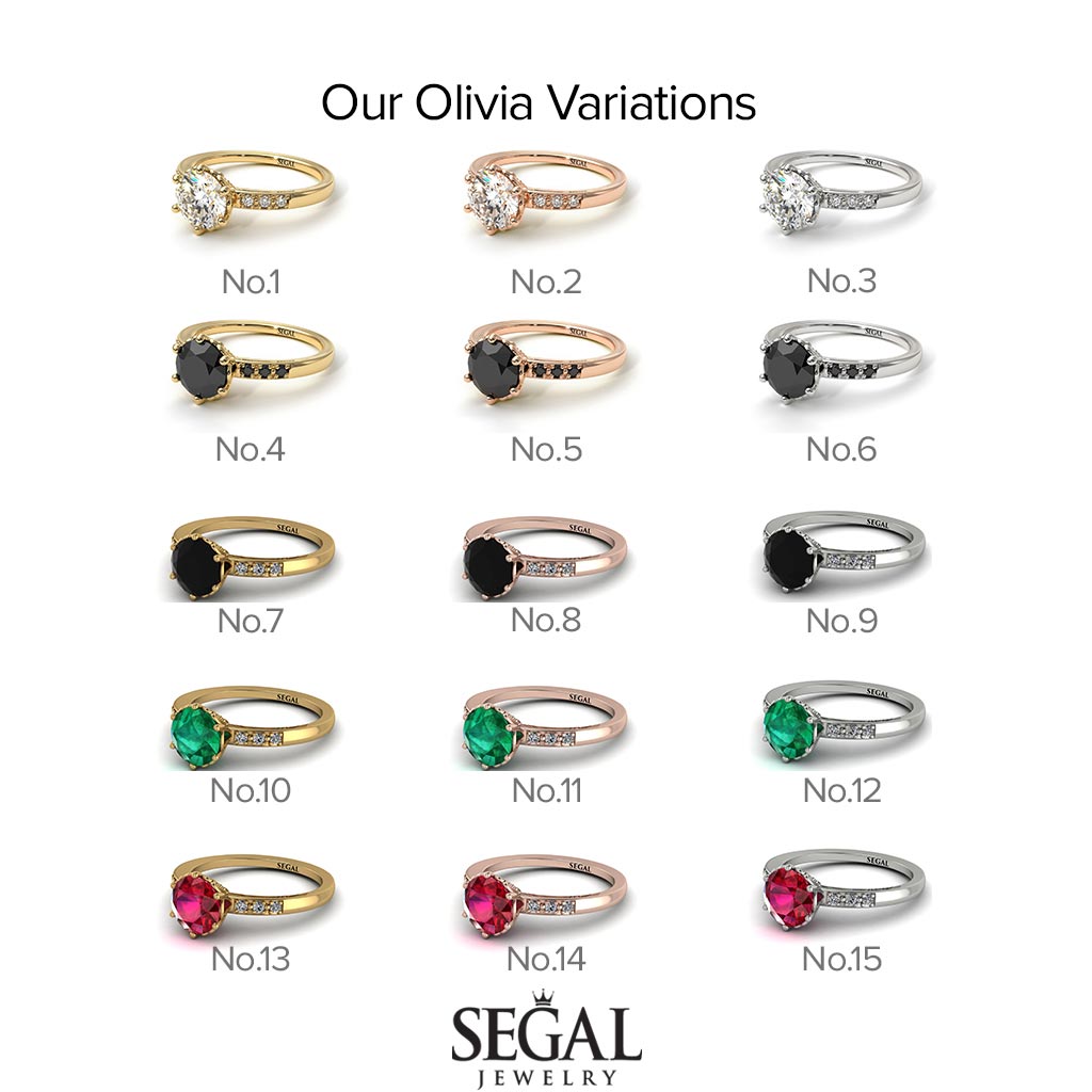 Two Tones Classic Black Diamond Vintage Ring - Olivia No. 35