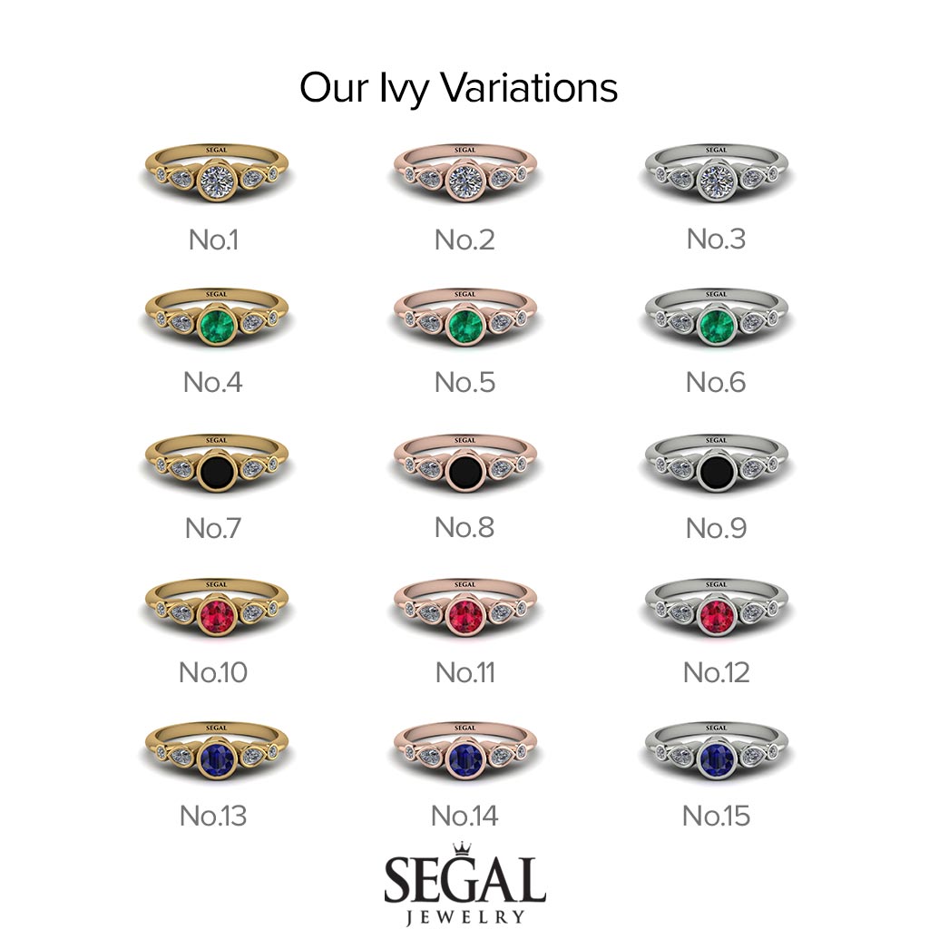 Bezel Symmetrical Black Diamond Ring - Ivy No. 69