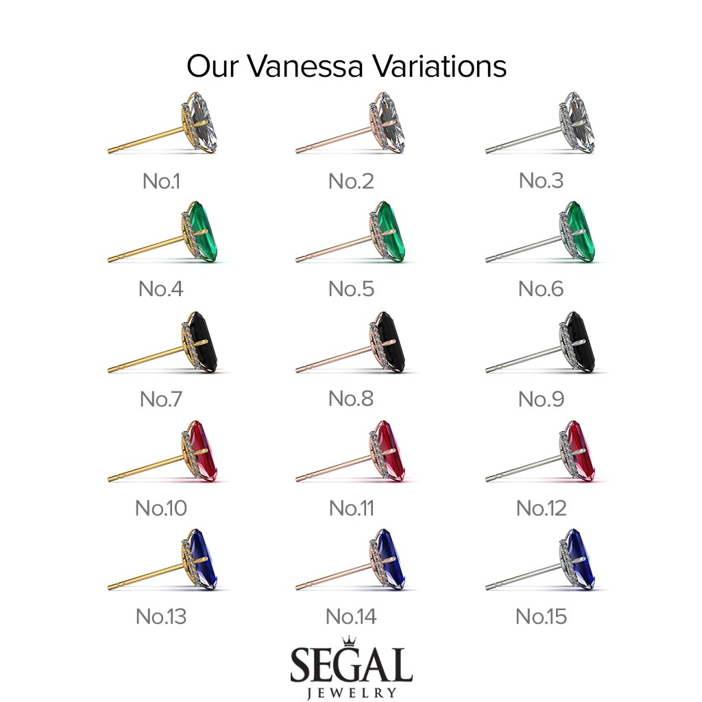 Hidden Halo Emerald Cut Diamond Earrings - Vanessa No. 16