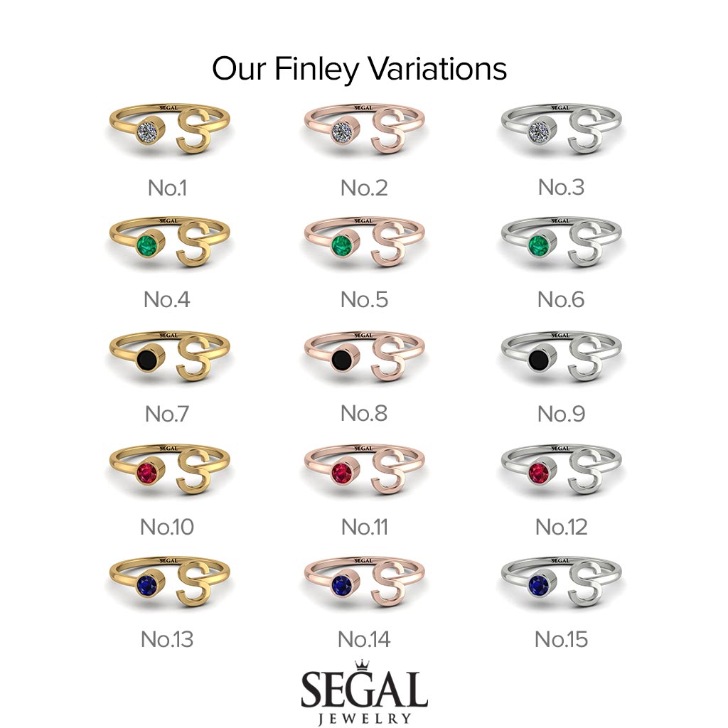 Personalized Open Emerald Ring - Finley No. 5