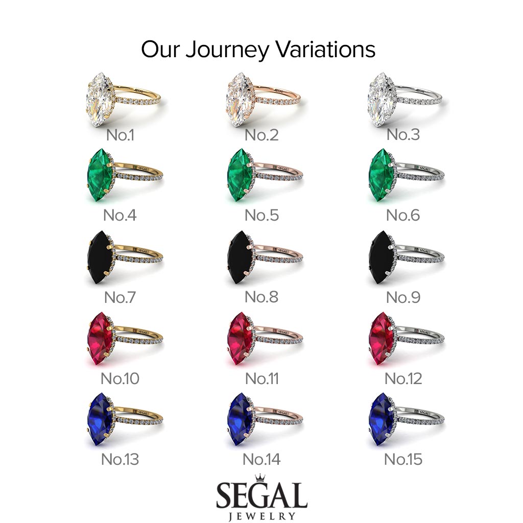 Hidden Halo Marquise Emerald Engagement Ring - Journey No. 6