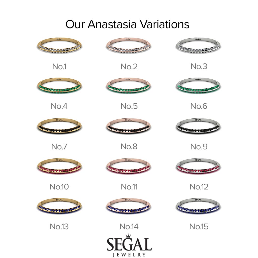 Hidden Black Diamond Wedding Band - Anastasia No. 8