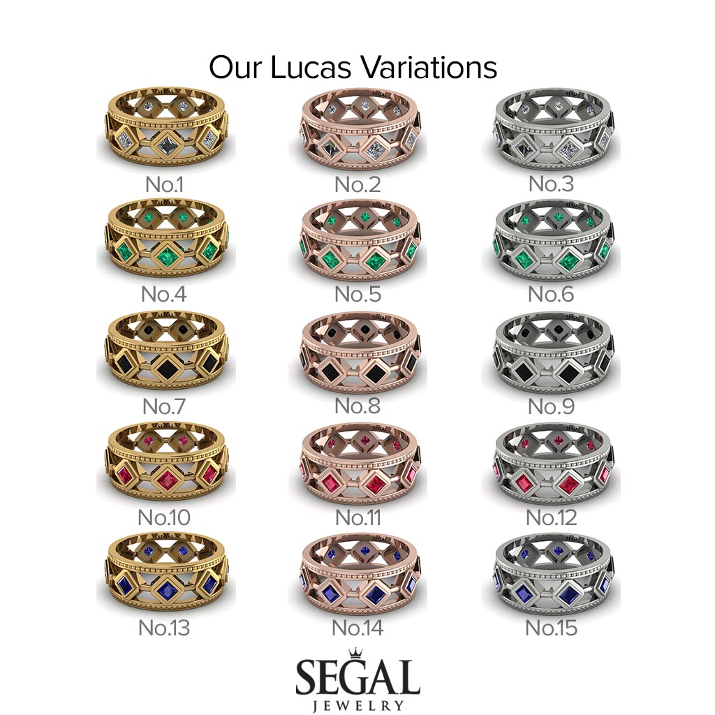 Glamorous Emerald Wedding Ring - Lucas No. 4