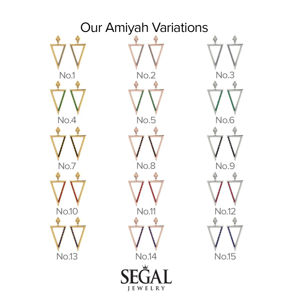 Triangle Black Diamond Stud Earrings - Amiyah No. 9