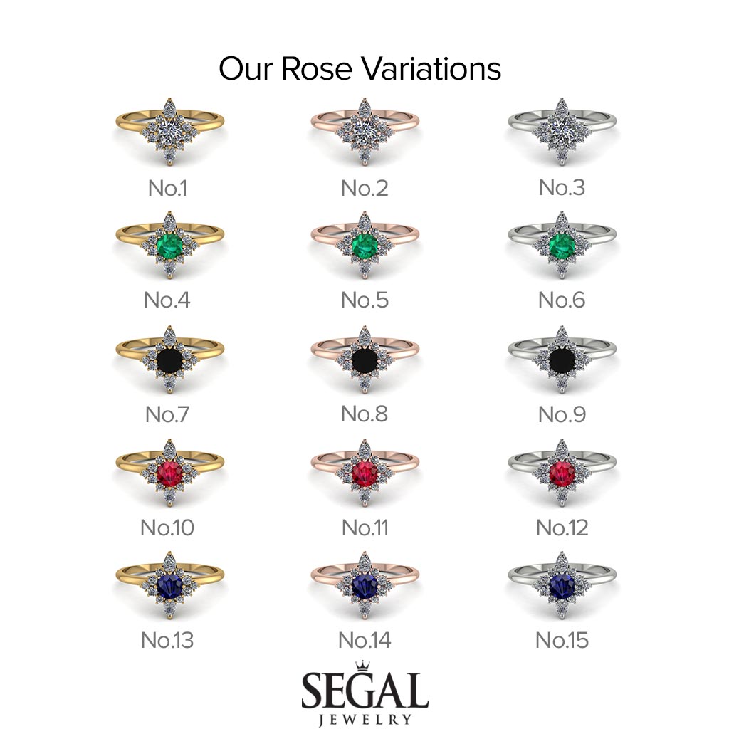 Compass Diamond Engagement Ring - Rose No. 3