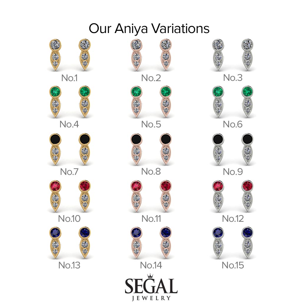 Bezel Sapphire Earrings In Pear Shaped - Aniya No. 29