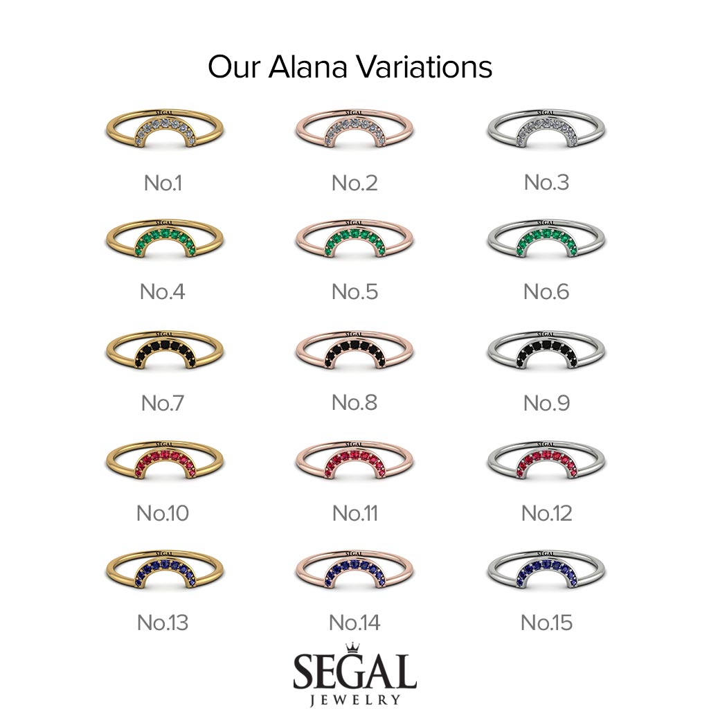 Half Round Stacking Black Diamond Ring - Alana No. 9