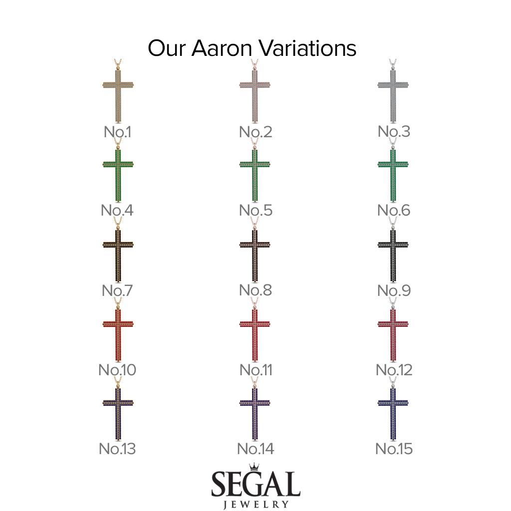 Minimalist Sapphire Cross Necklace - Aaron No. 14