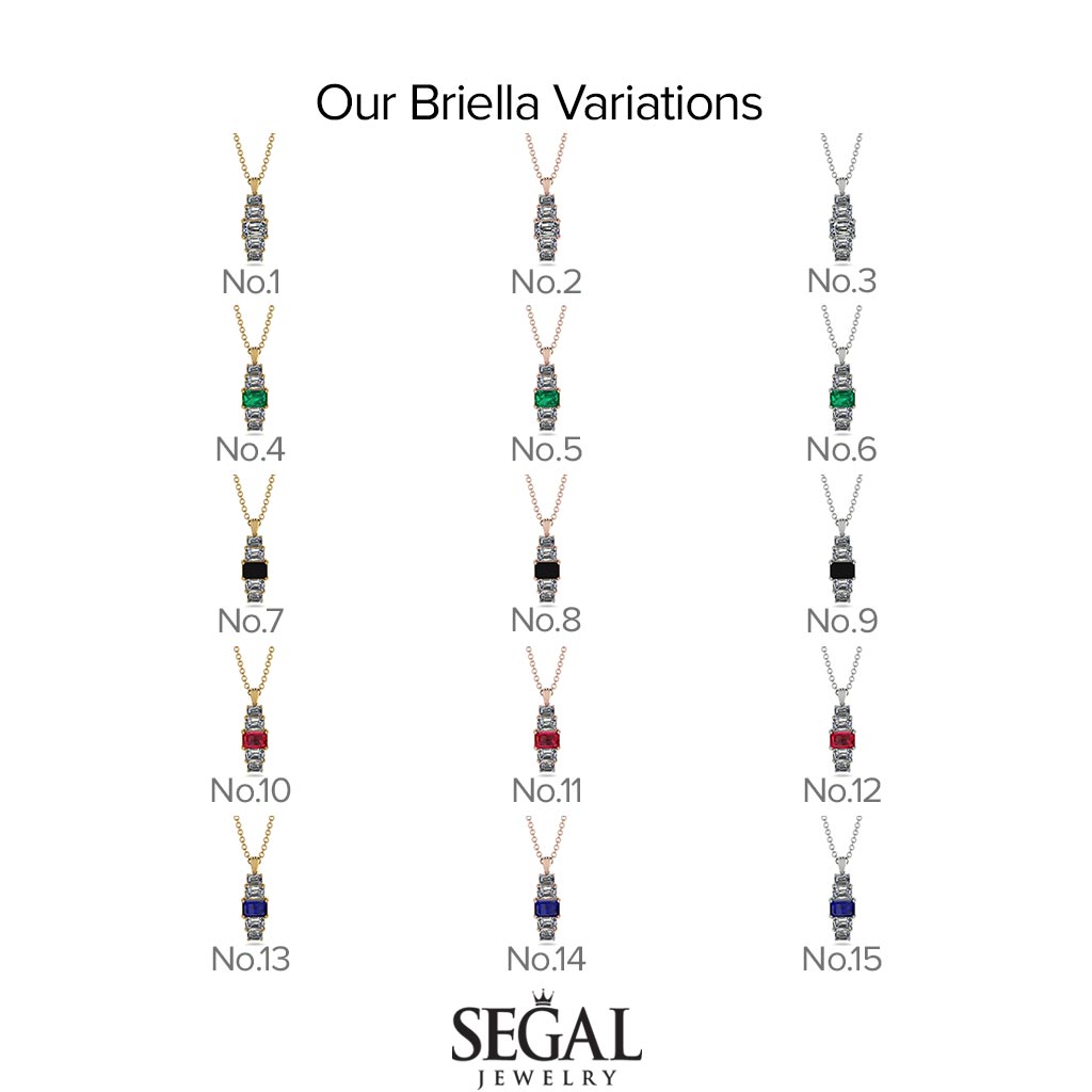 Emerald Cut Emerald Stairs Necklace - Briella No. 51