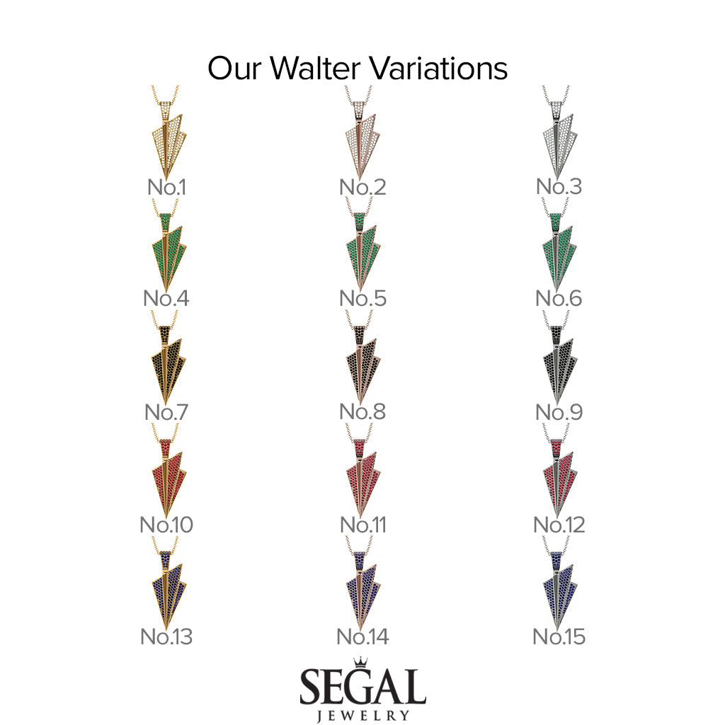Paper Airplane Black Diamond Necklace For Men - Walter No. 7