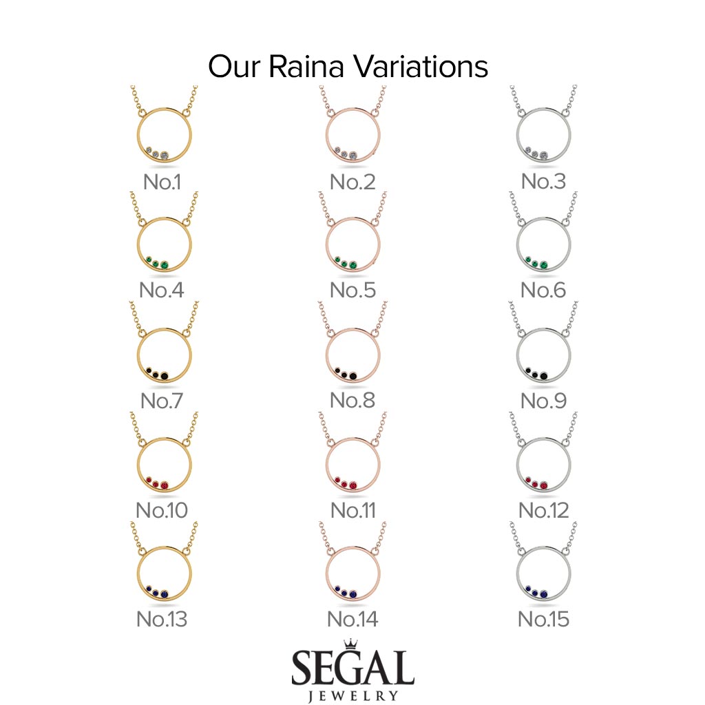 3 Black Diamond Round Necklace - Raina No. 8